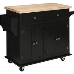 Kitchen Island on Wheels,Rolling Cart with Rubberwood, for Dining Room