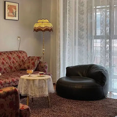 PU Leather  Bean Bag Chair  with Filling Round Lazy Floor Single Sofa