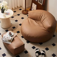 PU Leather  Bean Bag Chair  with Filling Round Lazy Floor Single Sofa