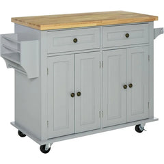 Kitchen Island on Wheels,Rolling Cart with Rubberwood, for Dining Room