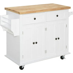 Kitchen Island on Wheels,Rolling Cart with Rubberwood, for Dining Room