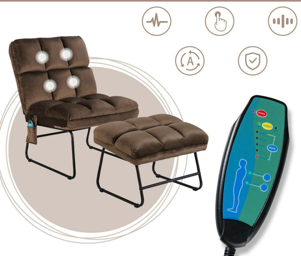 Massage  Chair   Velvet   Accent   Sofa  Remote  Control Brown
