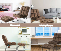 Massage  Chair   Velvet   Accent   Sofa  Remote  Control Brown