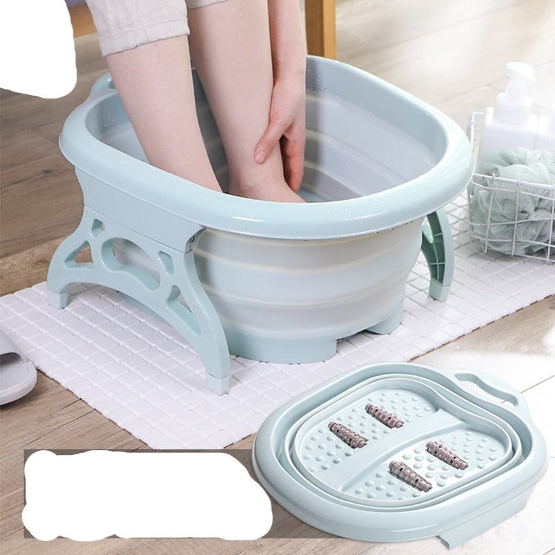 Foldable Footbath Foaming Massage Plastic Bucket Basin Reduce Pressure