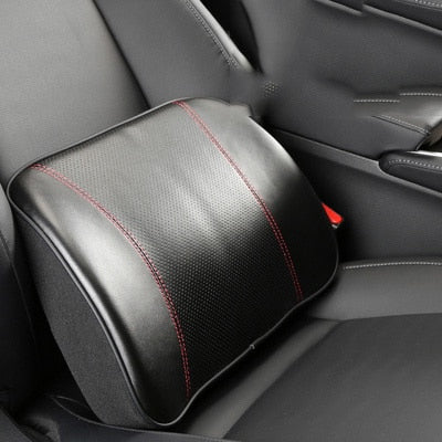 Leather Car Neck  Pillow Set Memory Foam Auto Rear Seat Back Headrest