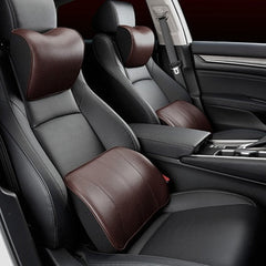 Leather Car Neck  Pillow Set Memory Foam Auto Rear Seat Back Headrest