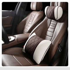Luxury Car Pillow Set Leather  Seat Neck  Cushion Waist Lumbar Support