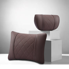 Luxury Car Pillow Set Leather  Seat Neck  Cushion Waist Lumbar Support