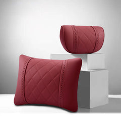 Luxury Car Pillow Set Leather  Seat Neck  Cushion Waist Lumbar Support