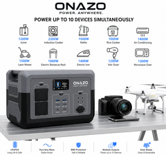 ONAZO Portable Power Station with Solar Panel – 1500W / 2400W / 3000W / 5000W LiFePO4 Solar Generator