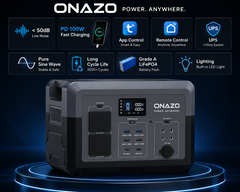 ONAZO Portable Power Station with Solar Panel – 1500W / 2400W / 3000W / 5000W LiFePO4 Solar Generator