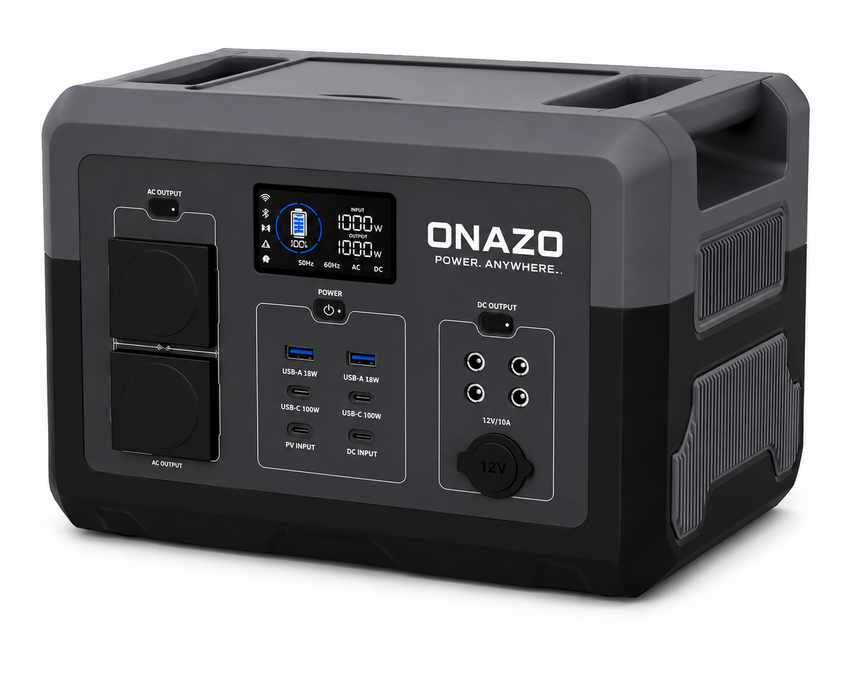 ONAZO Portable Power Station with Solar Panel – 1500W / 2400W / 3000W / 5000W LiFePO4 Solar Generator