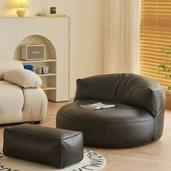 PU Leather  Bean Bag Chair  with Filling Round Lazy Floor Single Sofa