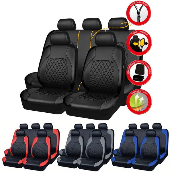 High-end pu Car Interior with Quilted Leather Thread Pressing Seat Covers