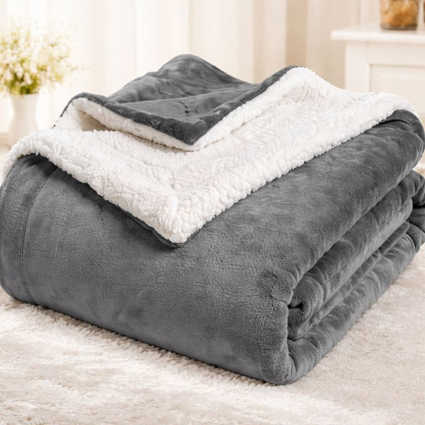 Reversible Sherpa Fleece Blanket Super Soft Warm Cozy Throw for Bed TV