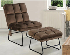 Massage  Chair   Velvet   Accent   Sofa  Remote  Control Brown