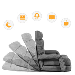 Folding Lazy Floor Massage Chair Sofa Lounger Bed Armrests & Pillow
