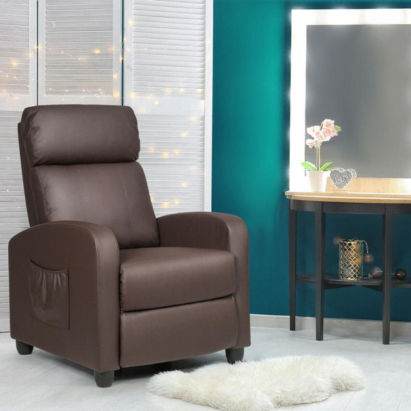 Massage Recliner Chair Single Sofa Fabric Seat Theater Home + Footrest