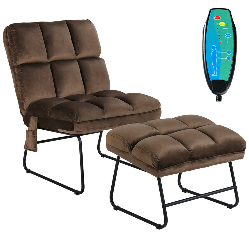 Massage  Chair   Velvet   Accent   Sofa  Remote  Control Brown