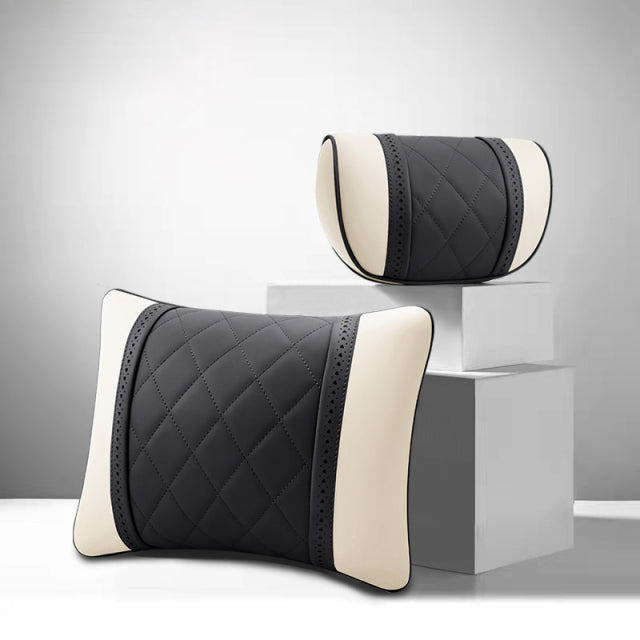 Luxury Car Pillow Set Leather Seat Neck Cushion Waist Lumbar Support –  ComfiWorld