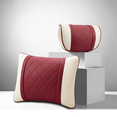 Luxury Car Pillow Set Leather  Seat Neck  Cushion Waist Lumbar Support